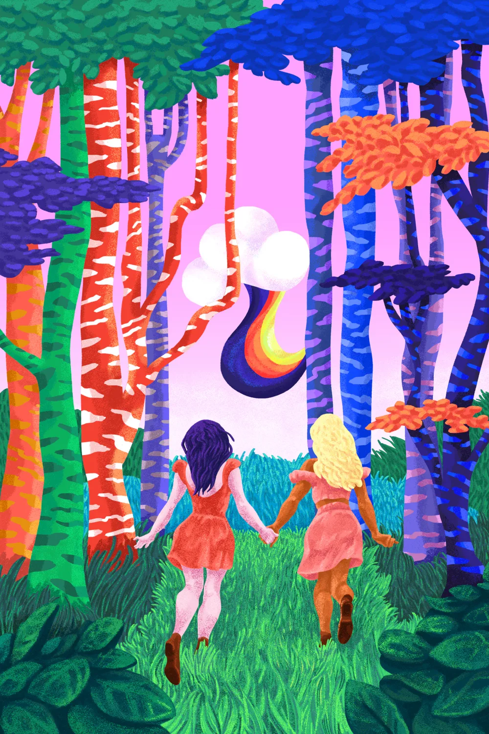 A colorful forest scene from A-sides
